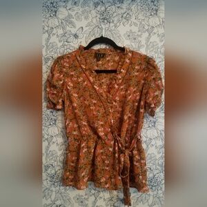 BOGO Floral Faux Wrap Blouse
